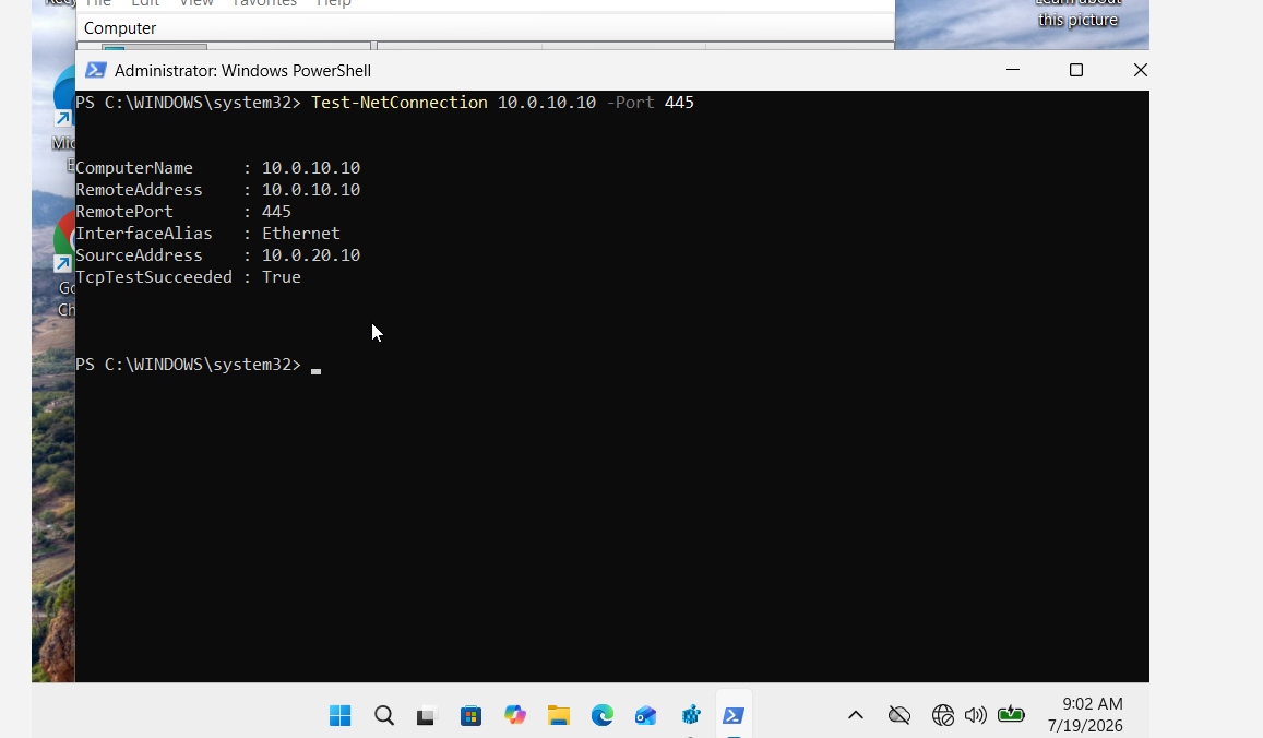 Additional network troubleshooting commands on Windows 11 target