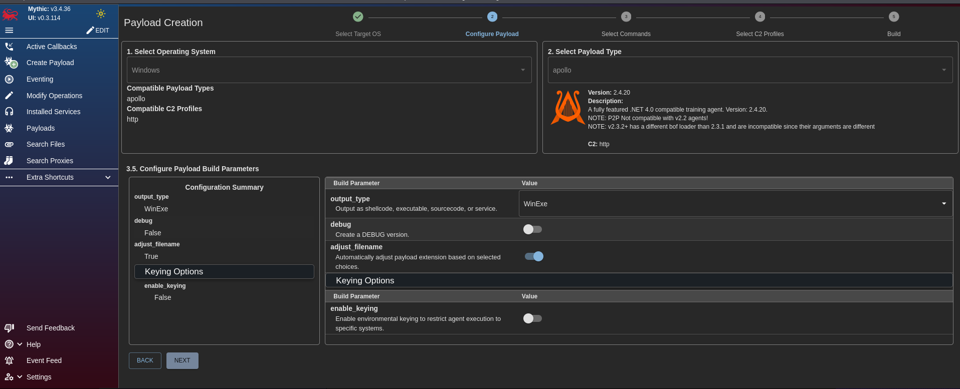 Windows Defender SmartScreen warning dialog blocking the Mythic C2 payload download