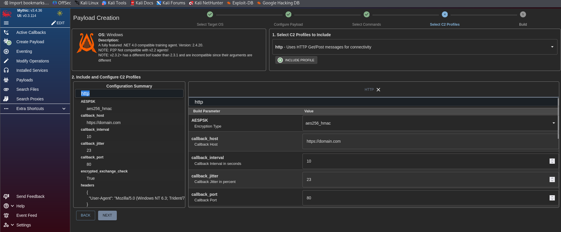 Mythic C2 dashboard showing active Apollo agent callback from the Windows 11 target